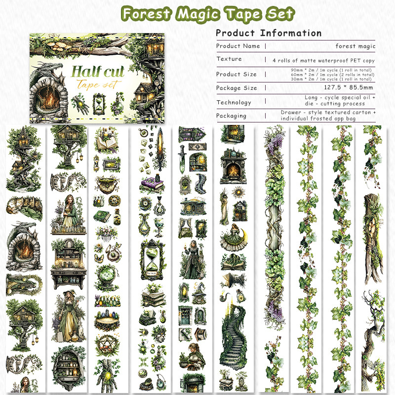 4-roll/set Autumn Magical Fairy-Tale Garden PET tape set Multiple Designs