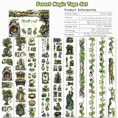 4-roll/set Autumn Magical Fairy-Tale Garden PET tape set Multiple Designs