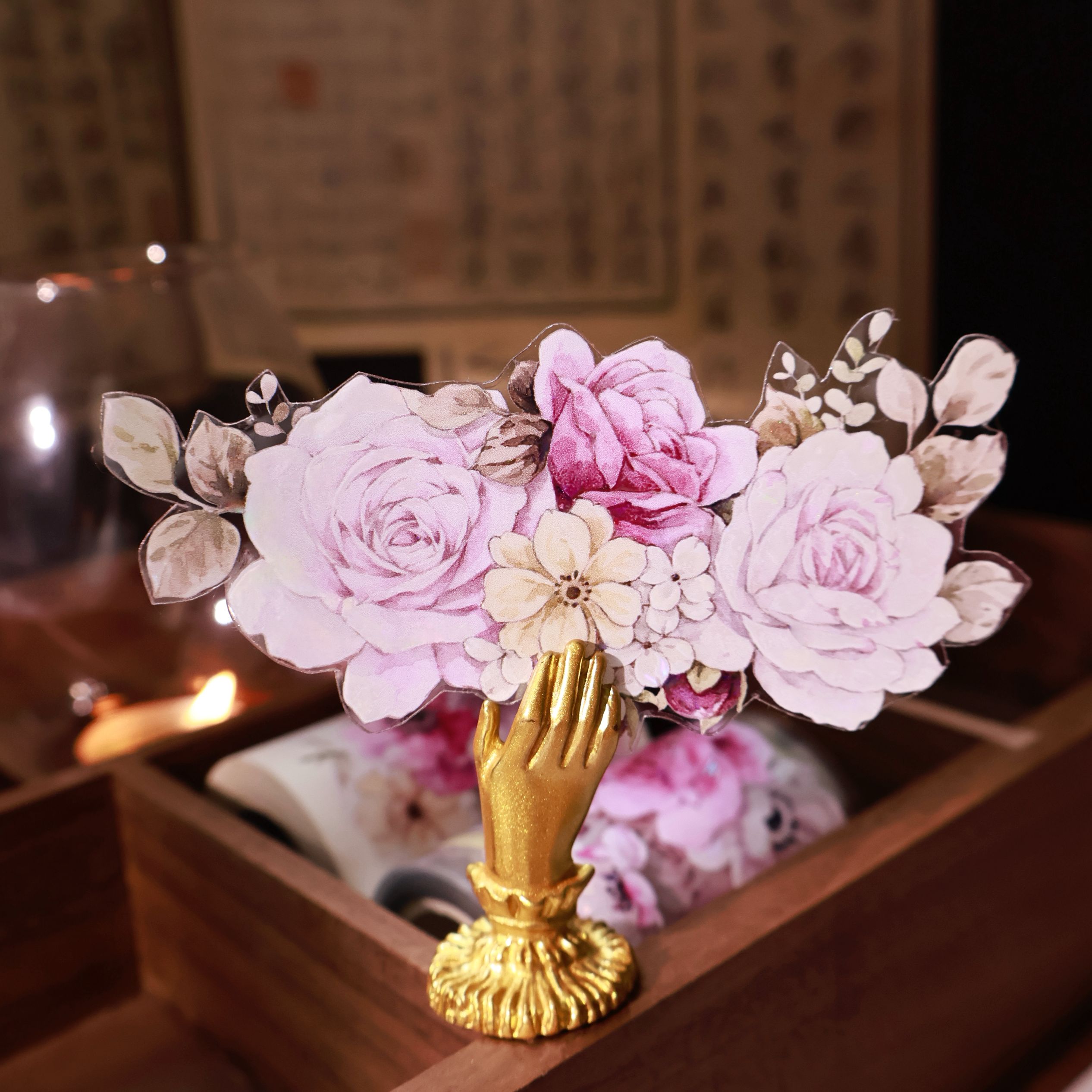 YIER Studio Purple Rose Washi PET Tape 2.17*196.85 inch