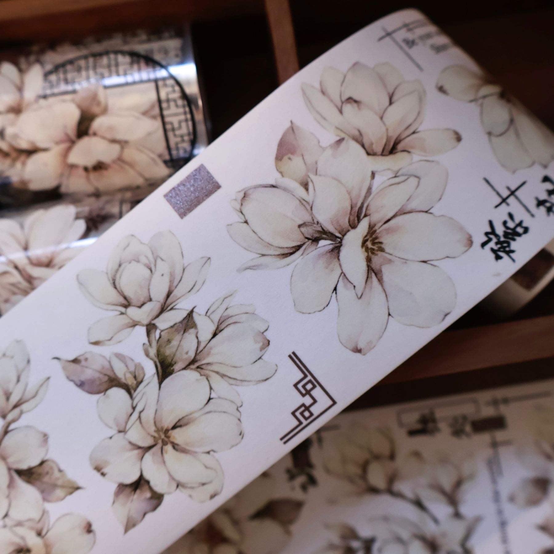 YIER Studio White Magnolia Washi PET Tape 2.36*236.22 inch