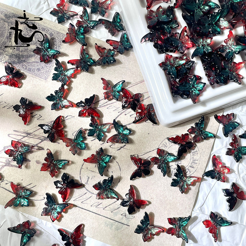 20 Pieces 12x14mm 3D Glass Butterfly Journaling Deco