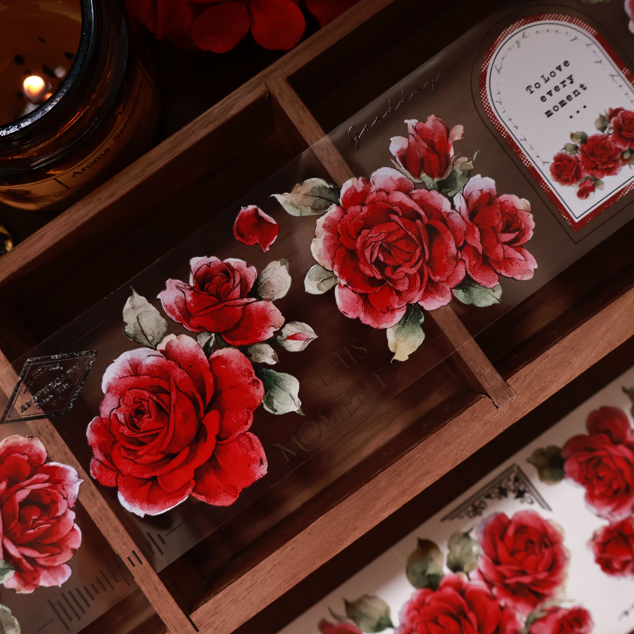 YIER Studio  Red Roses Washi PET Tape 2.36*236.22 inch