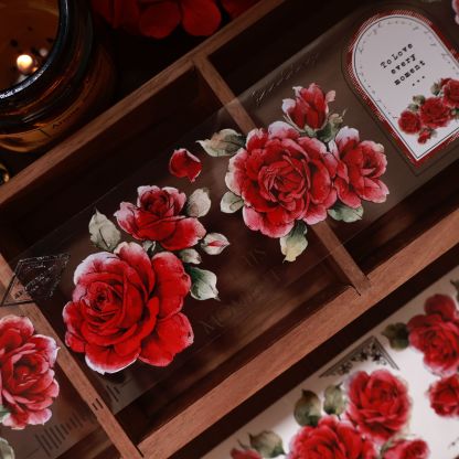 YIER Studio  Red Roses Washi PET Tape 2.36*236.22 inch