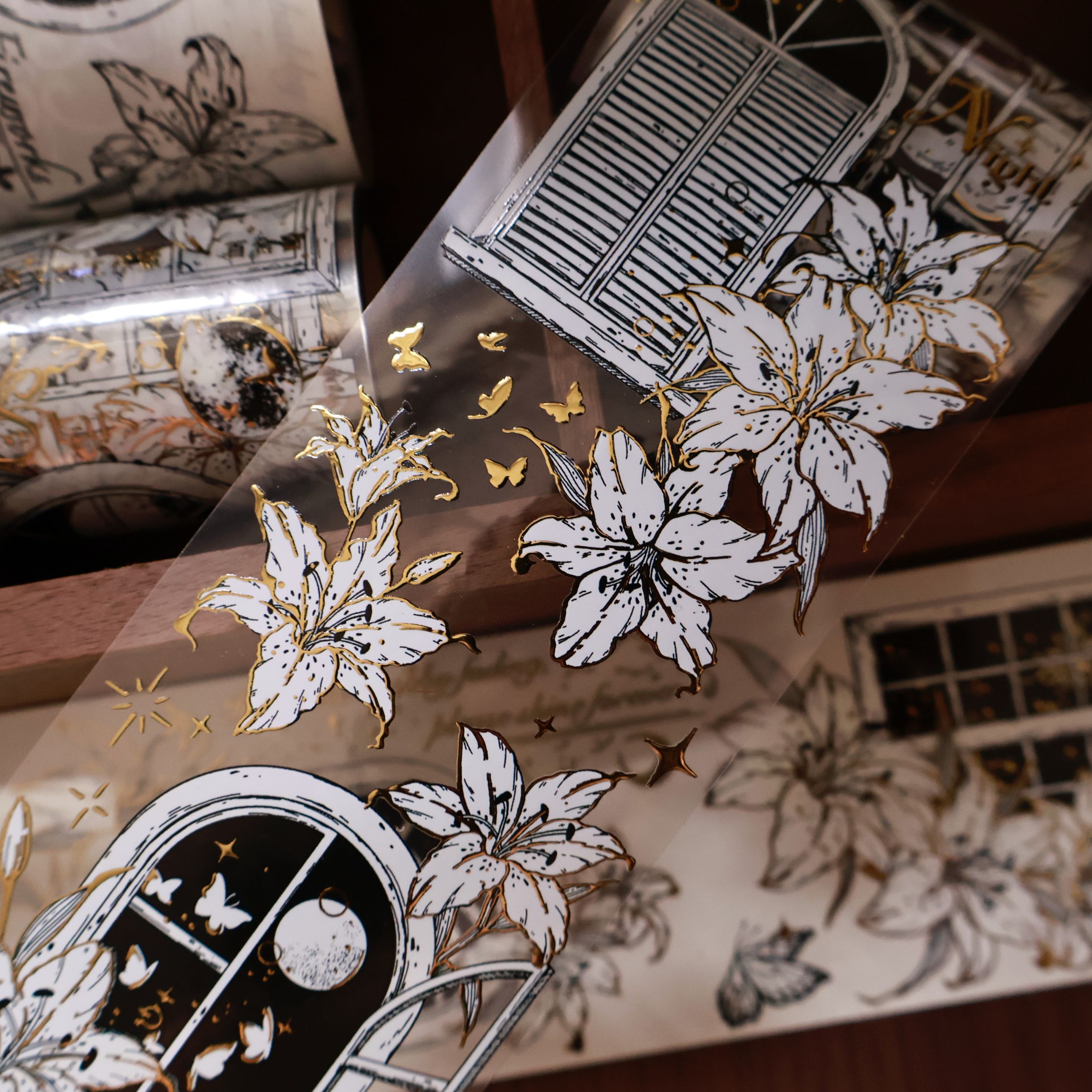 YIER Studio Lily Flower Window Washi PET Tape 2.36*196.85 inch