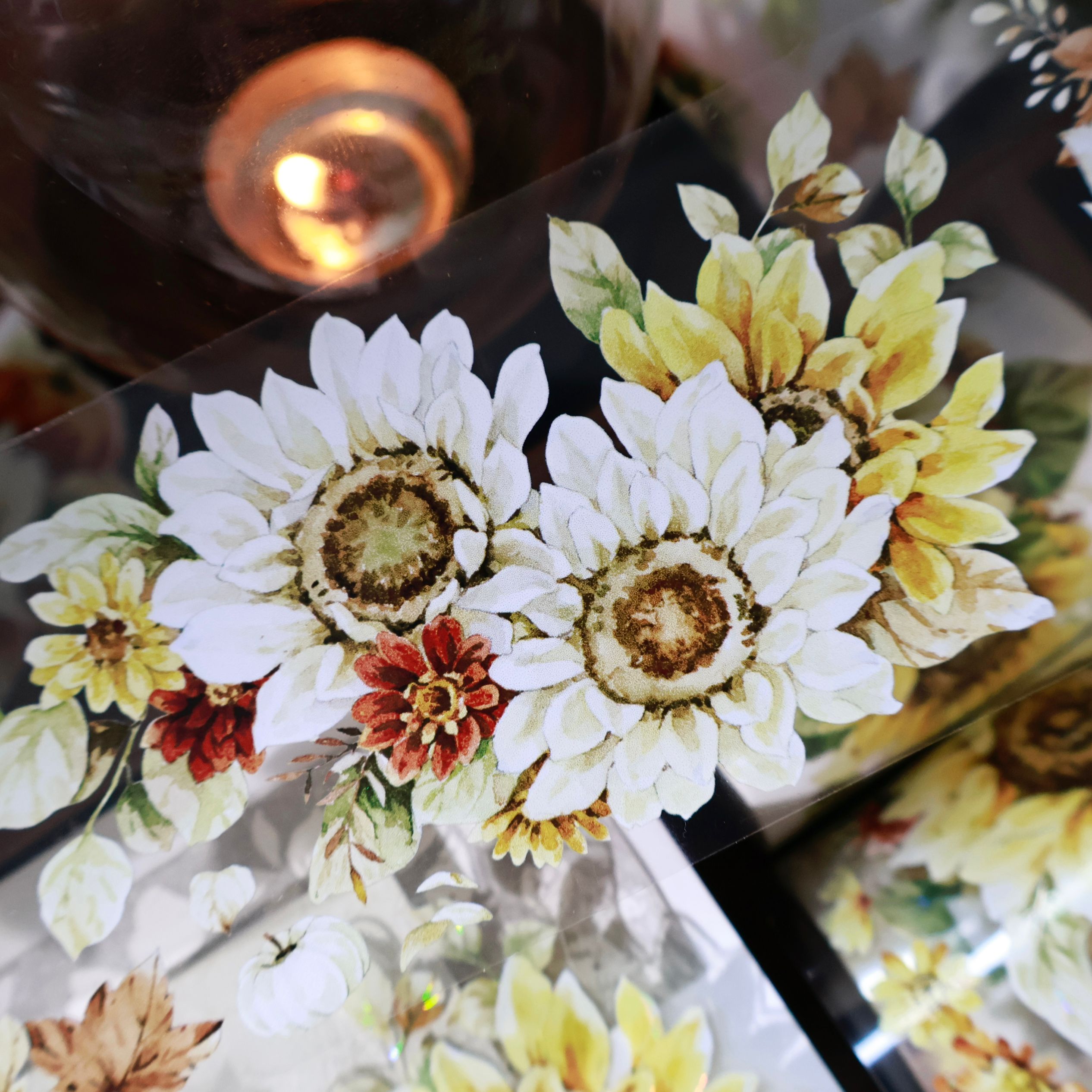 YIER Studio Sunflower flower Washi PET Tape 2.17*196.85 inch