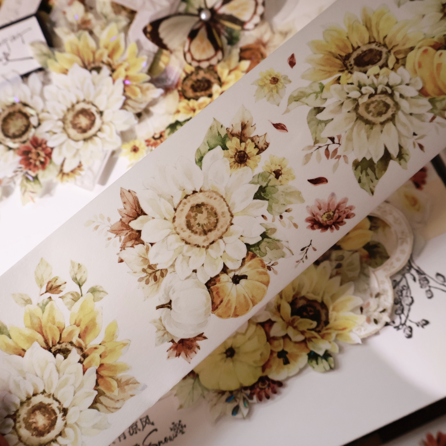 YIER Studio Sunflower flower Washi PET Tape 2.17*196.85 inch