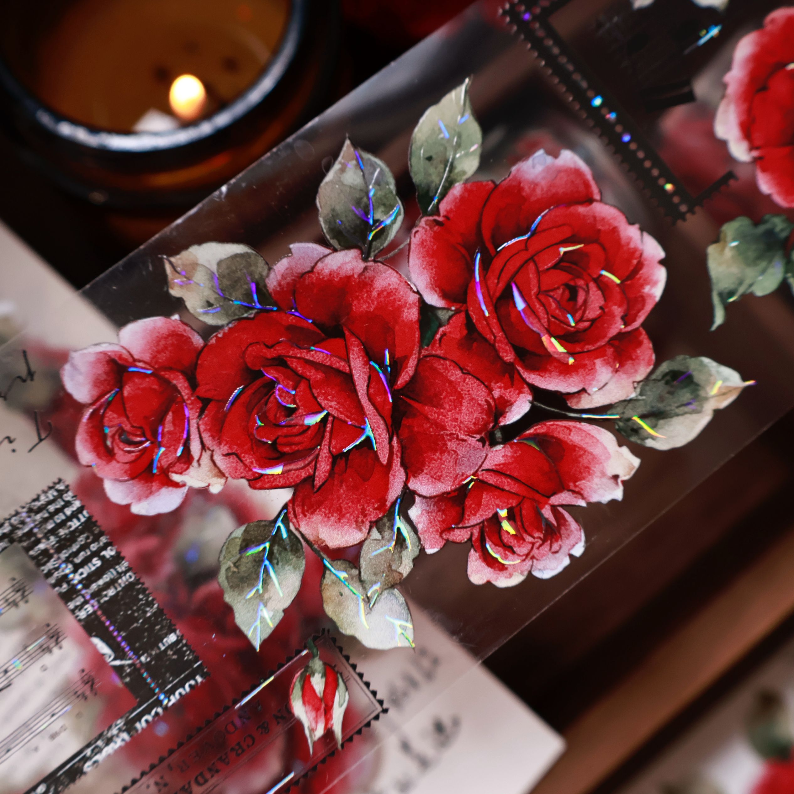 YIER Studio  Red Roses Washi PET Tape 2.36*236.22 inch