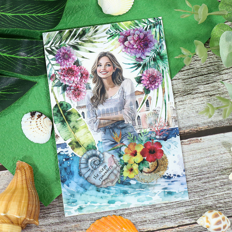 20Sheet/Pack Pre-cut Summer Beach Elements PET Washi Sticker Book