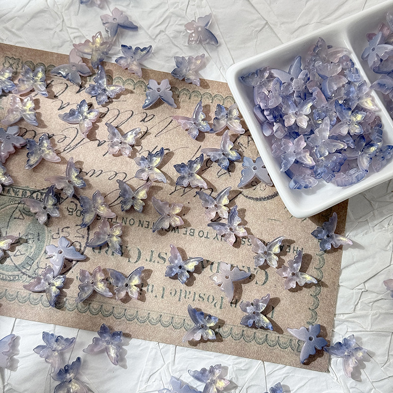 20 Pieces 12x14mm 3D Glass Butterfly Journaling Deco