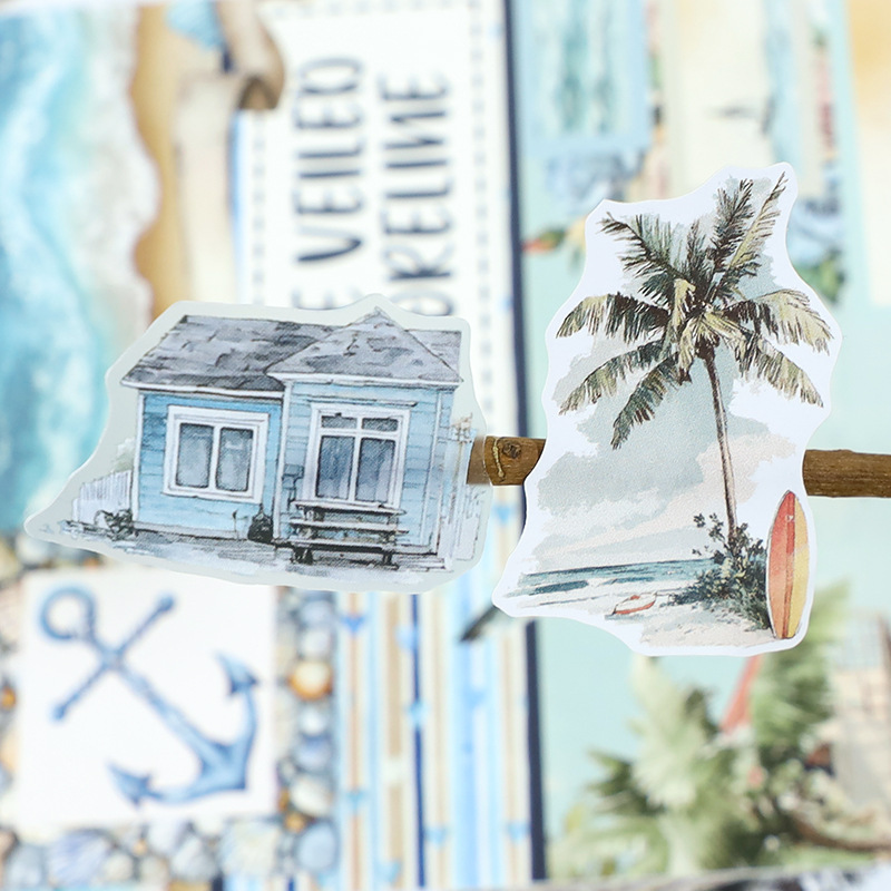 20Sheet/Pack Pre-cut Summer Beach Elements PET Washi Sticker Book