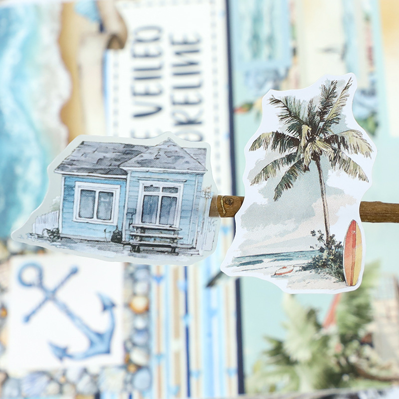 20Sheet/Pack Pre-cut Summer Beach Elements PET Washi Sticker Book