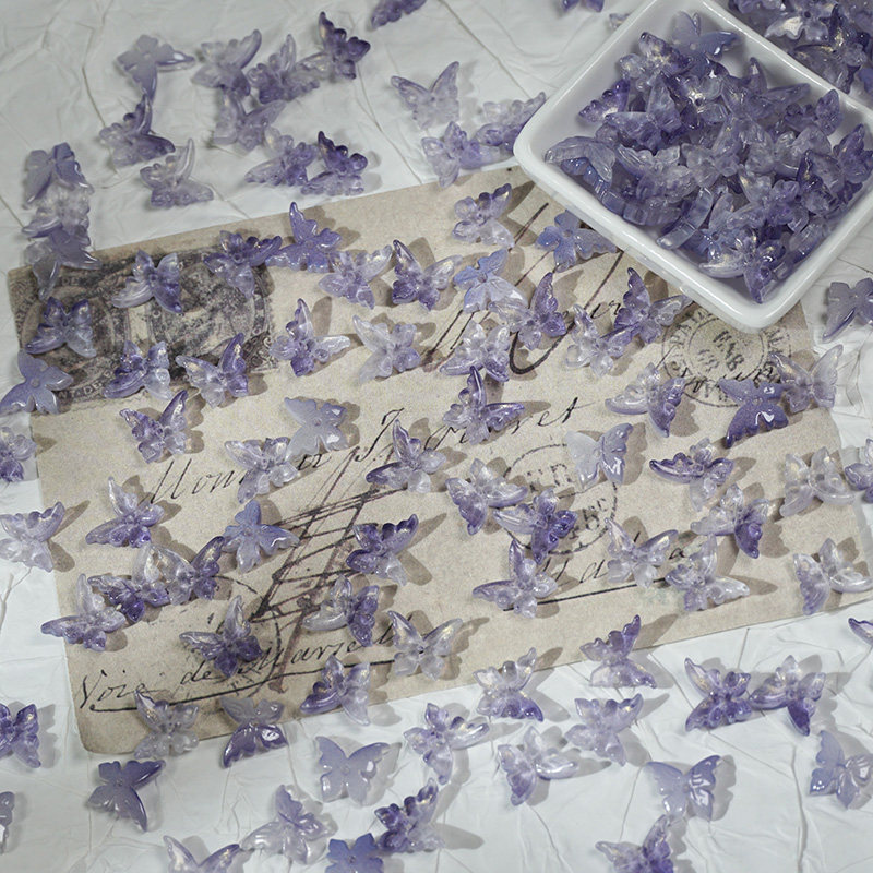 20 Pieces 12x14mm 3D Glass Butterfly Journaling Deco