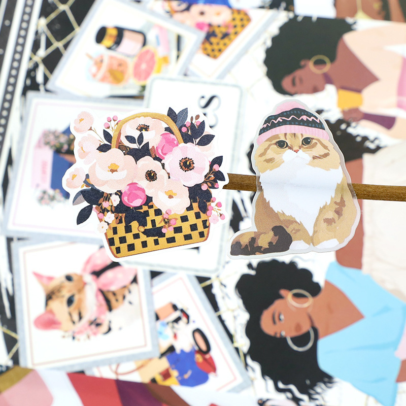 20Sheet/Pack Pre-cut Fashion Character Elements PET Washi Sticker Book