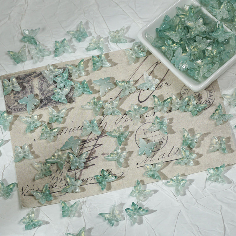 20 Pieces 12x14mm 3D Glass Butterfly Journaling Deco