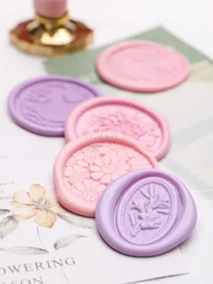 Botanical flower 3D embossed wax decorative stamp
