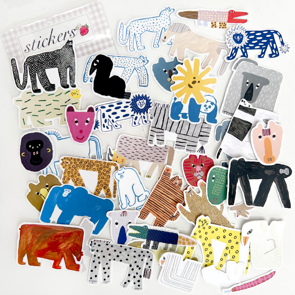 Cute Cartoon Abstract Animal Elements Die-Cut Stickers