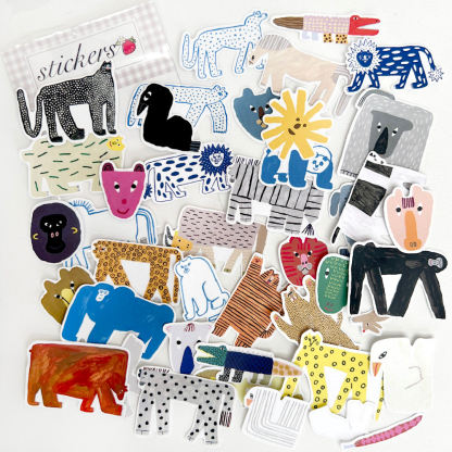 Cute Cartoon Abstract Animal Elements Die-Cut Stickers