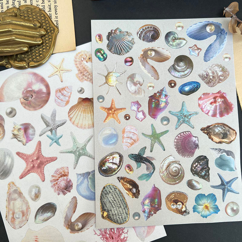 Holographic Pearl Seashell Marine Elements Stickers