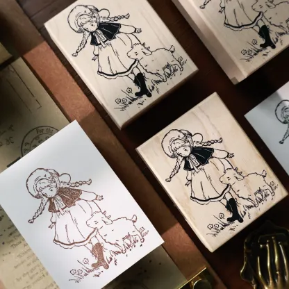 YIER Studio Cute girl Wood Stamp