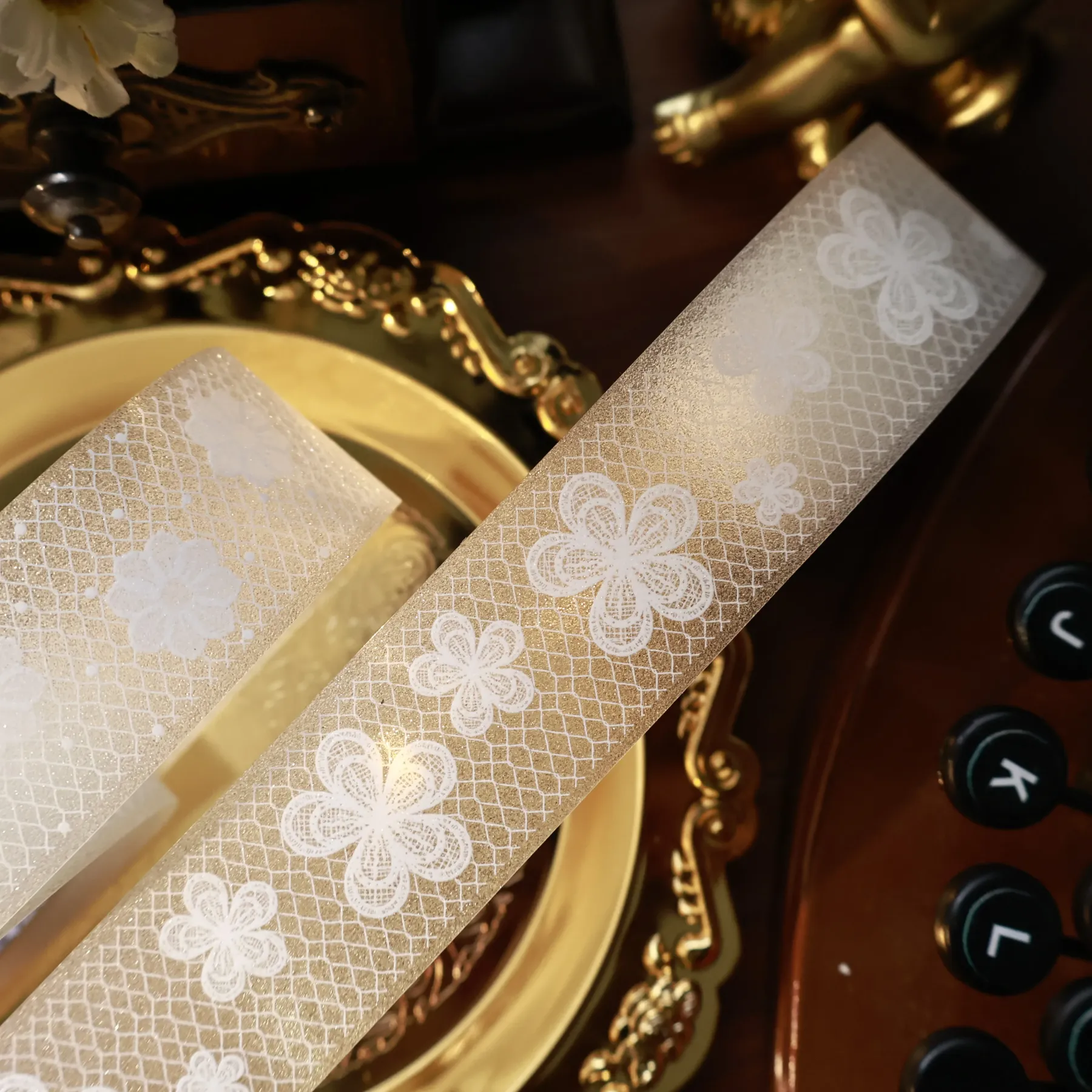 YIER Studio White lace-themed frosted PET 28mm*300cm