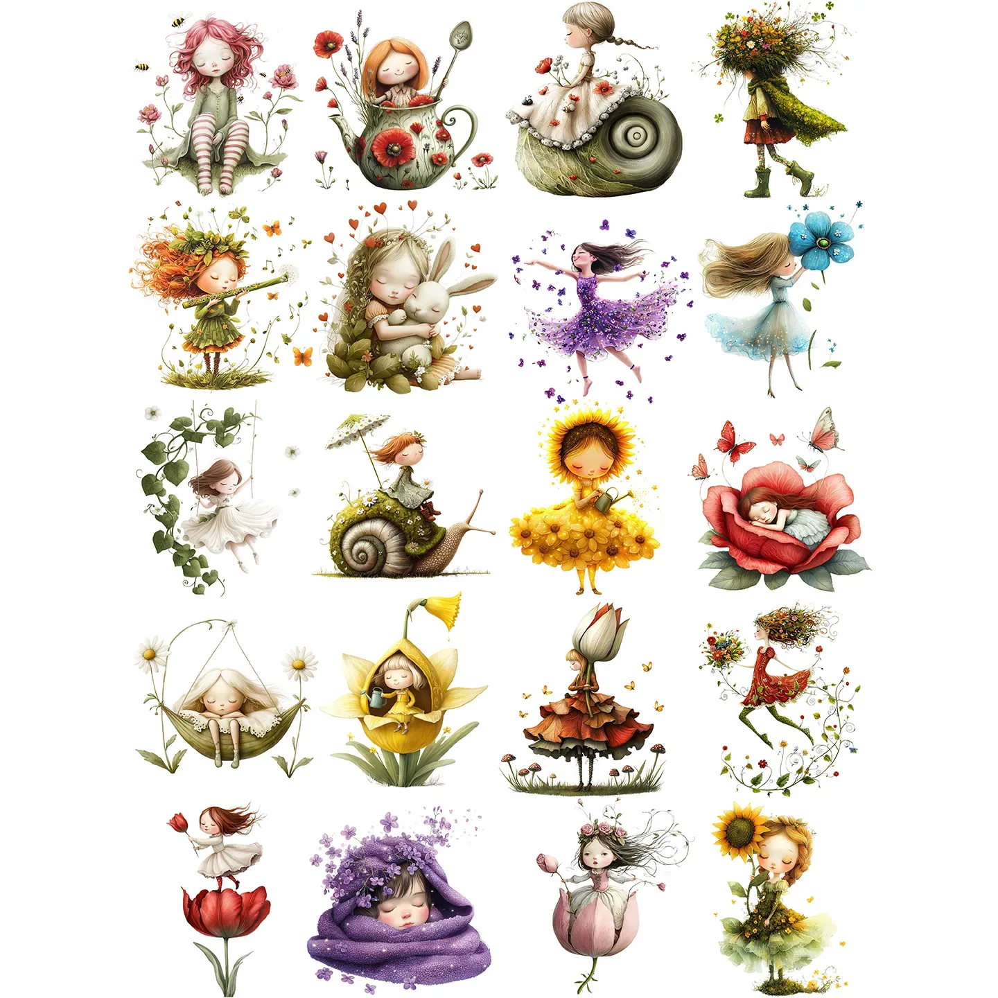 Flower Girl adhesive stickers