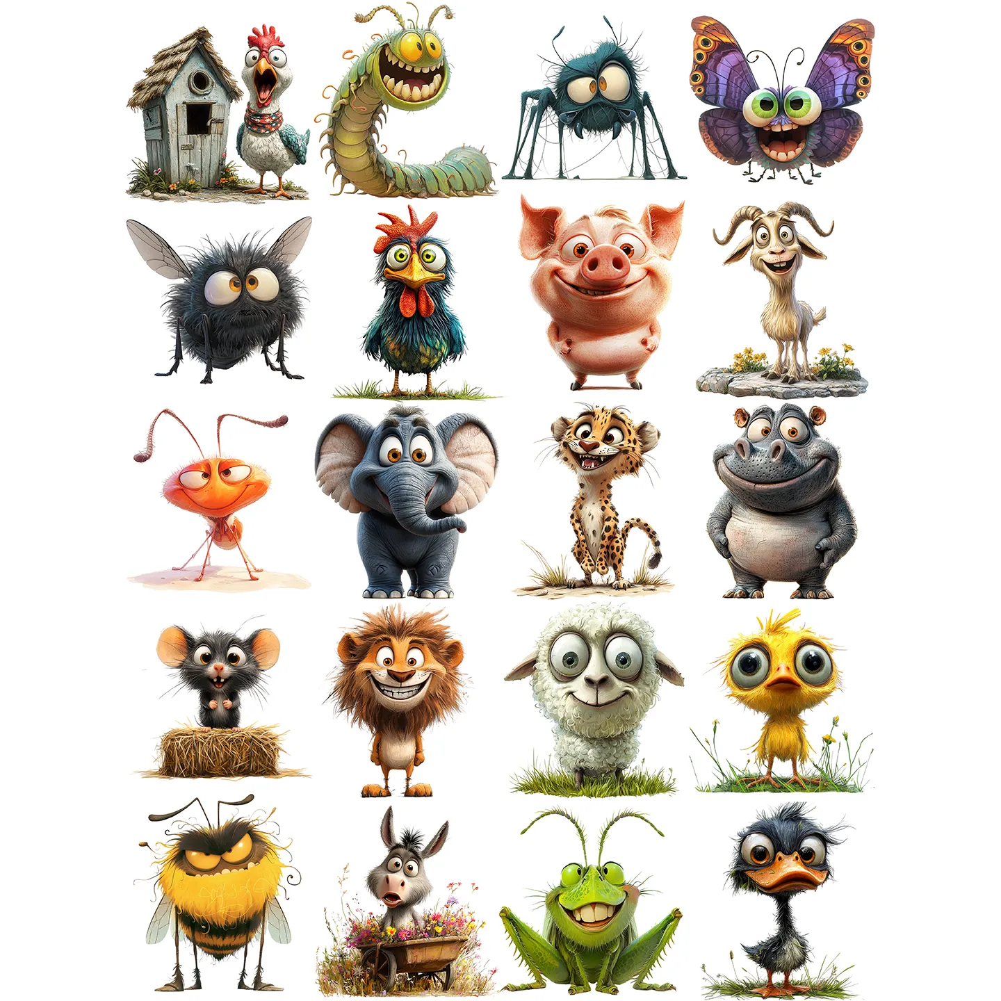 Cartoon Animals Insects Theme adhesive stickers