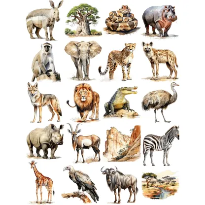 African wildlife Animals Theme adhesive stickers
