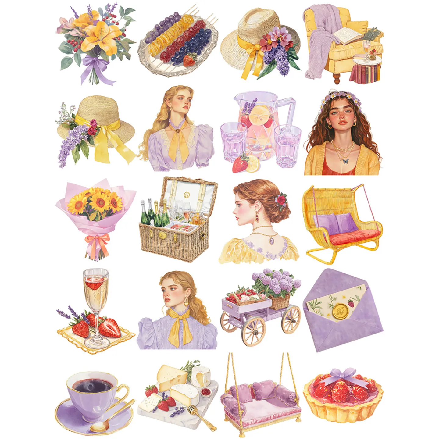 Purple Girl Theme adhesive stickers