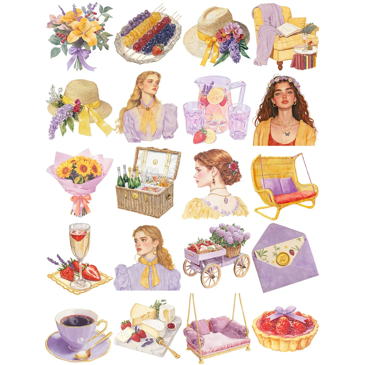 Purple Girl Theme adhesive stickers