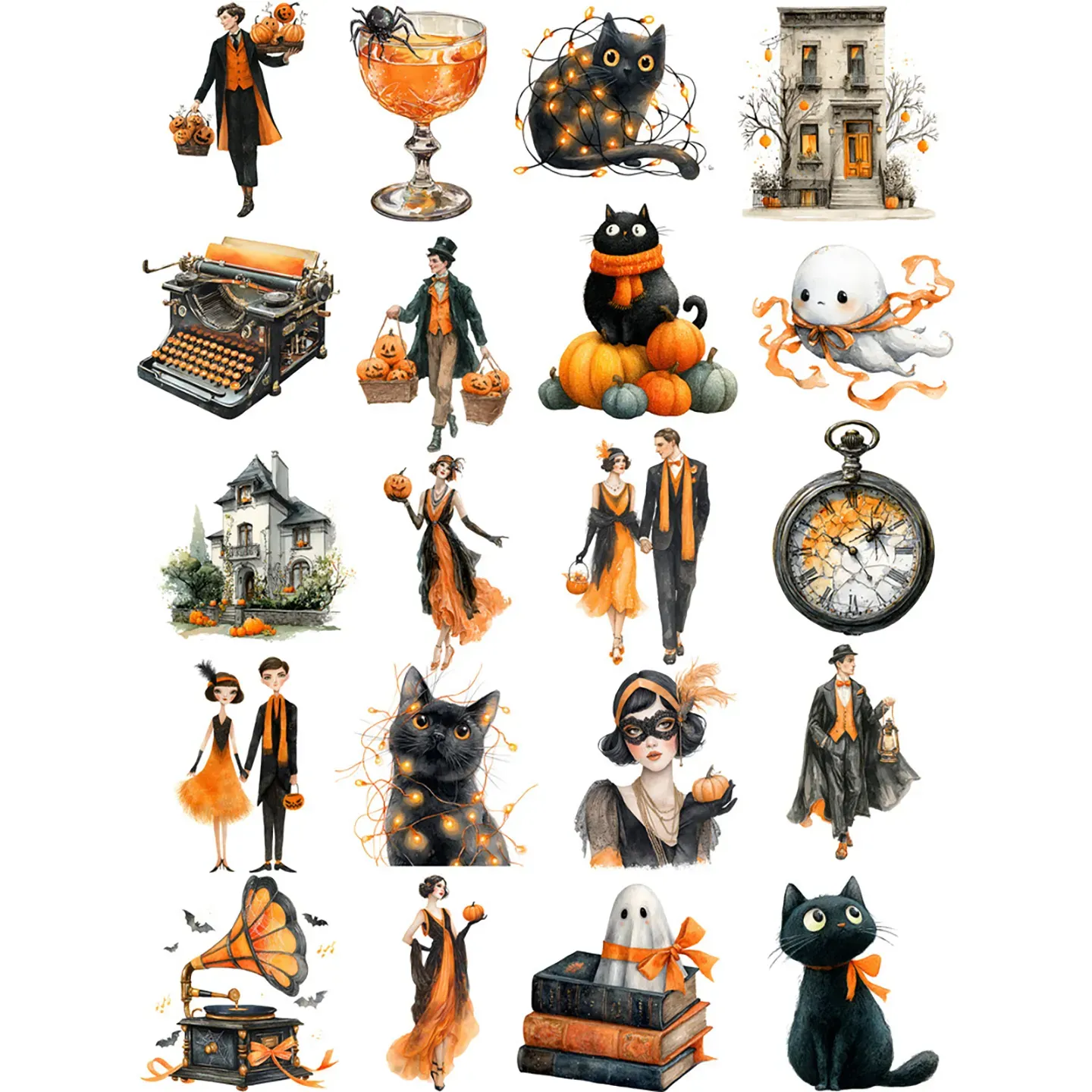 Halloween Black Cat Theme adhesive stickers