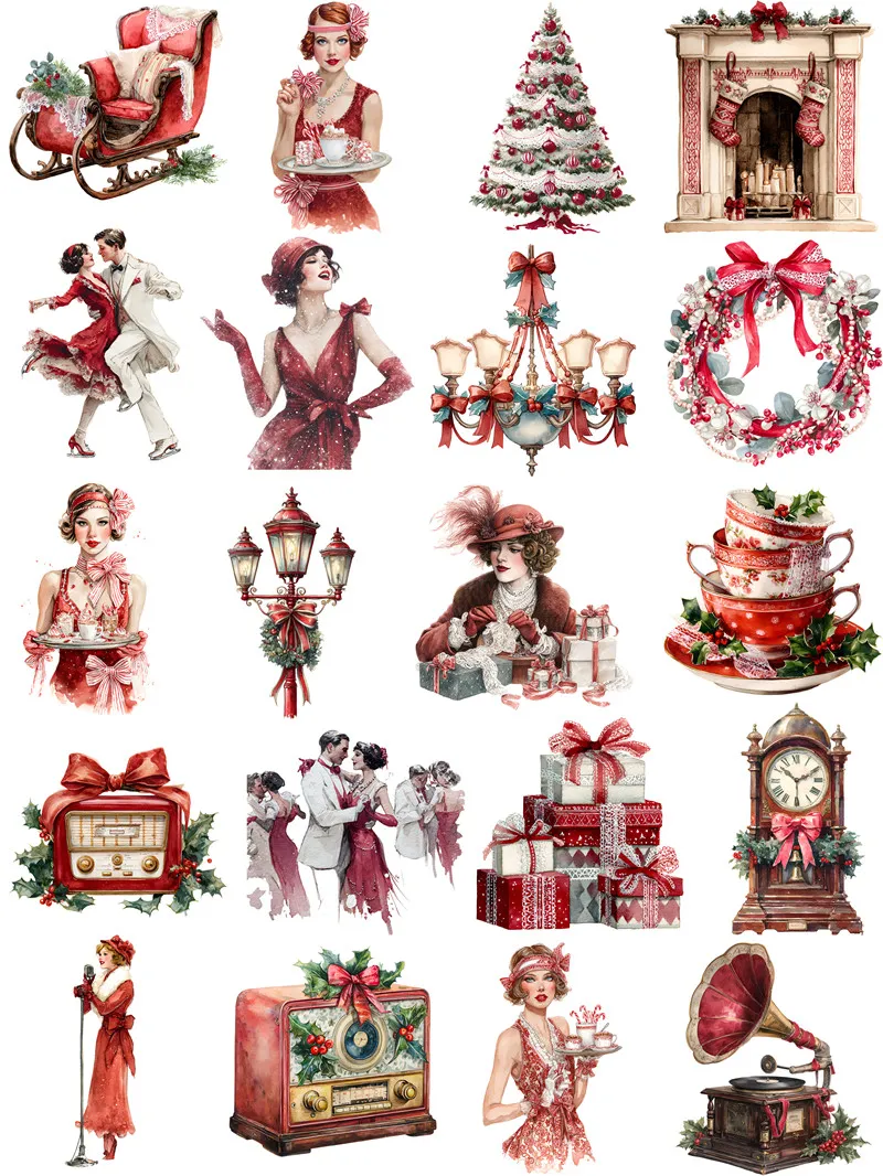Christmas Party Girl Theme adhesive stickers