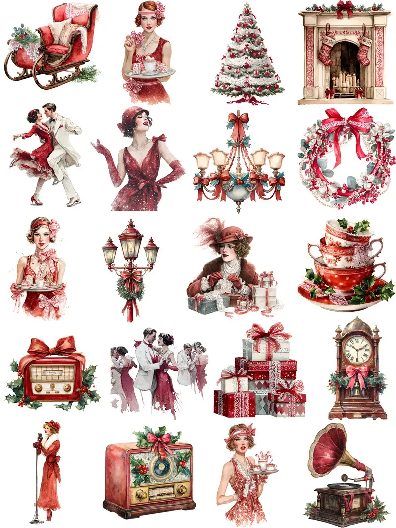 Christmas Party Girl Theme adhesive stickers