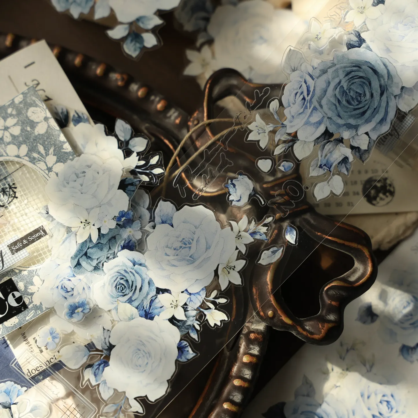 YIER Studio Blue Rose Theme PET Washi Tape 1.97*196.85 inch