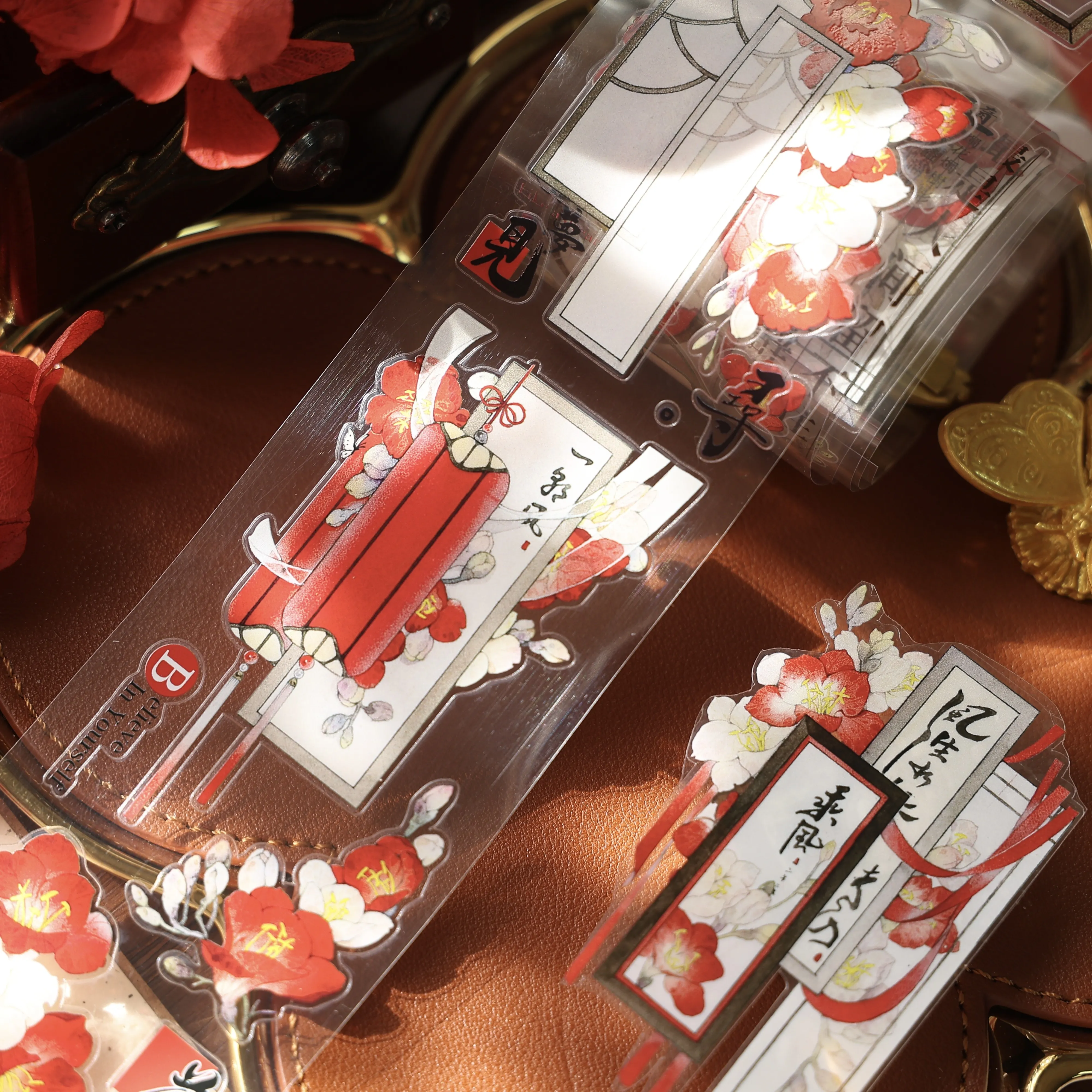 YIER Studio Red flowers PET Washi Tape 2.17*196.85 inch