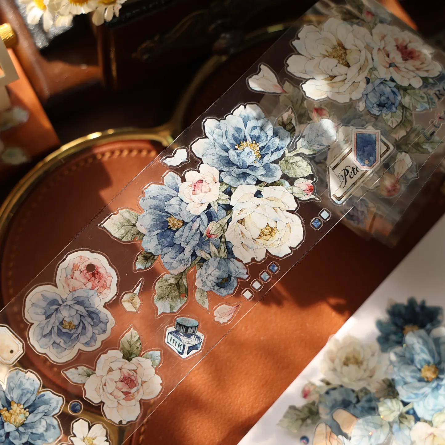 YIER Studio Blue green flowers PET Washi Tape 2.17*196.85 inch