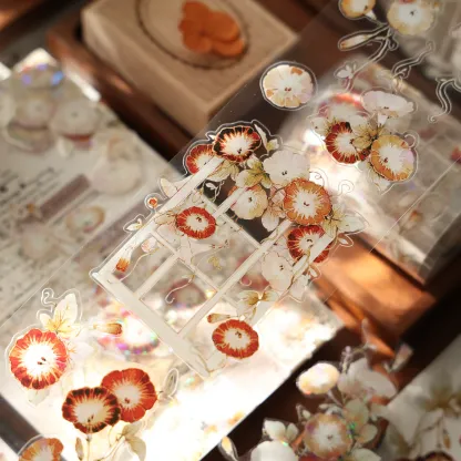 YIER Studio Morning Glory flowers PET Washi Tape 2.56*196.85 inch