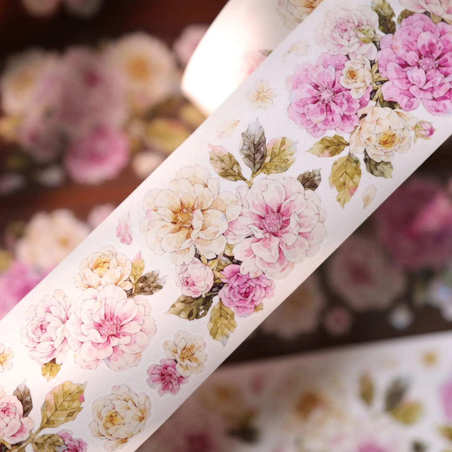 YIER Studio Pre-cut Pink flowers PET Tape 2.17*196.85 inch