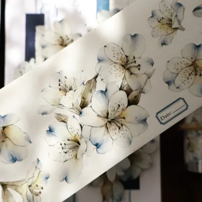 YIER Studio White flowers Washi PET Tape 2.17 * 78.74 inch