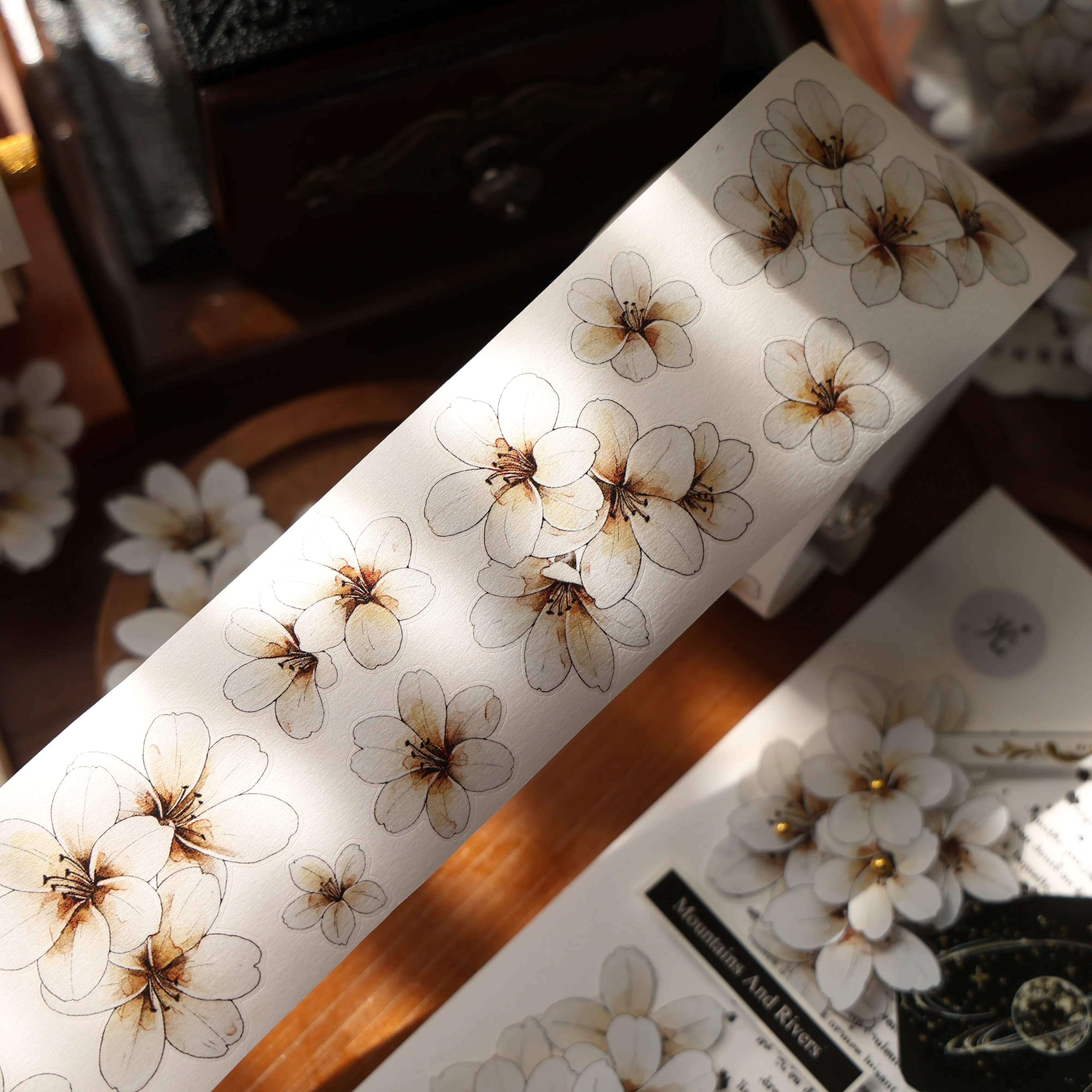 YIER Studio White flowers PET Washi Tape 1.97*196.85 inch