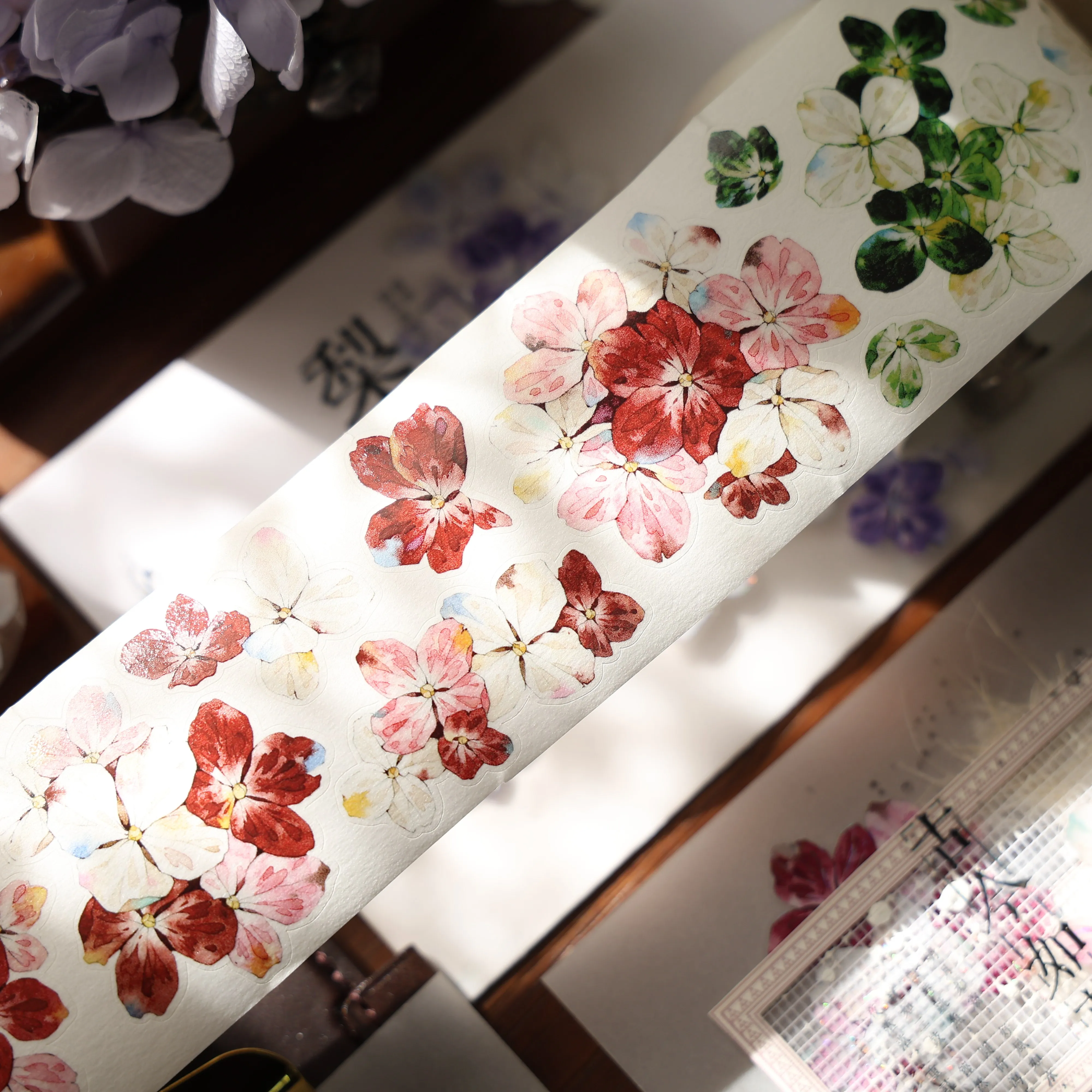 YIER Studio Red Green Blue flowers PET Washi Tape 1.97*196.85 inch