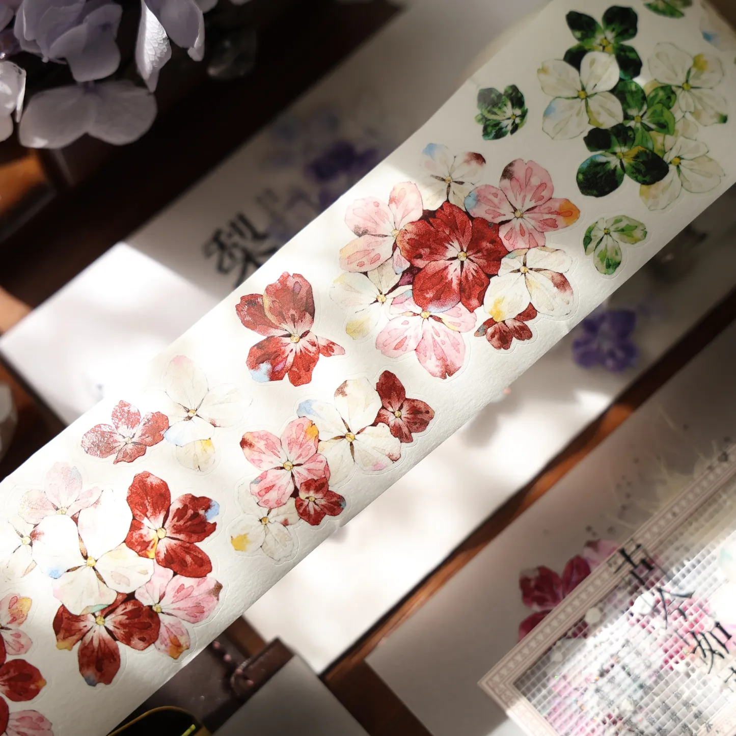 YIER Studio Red Green Blue flowers PET Washi Tape 1.97*196.85 inch