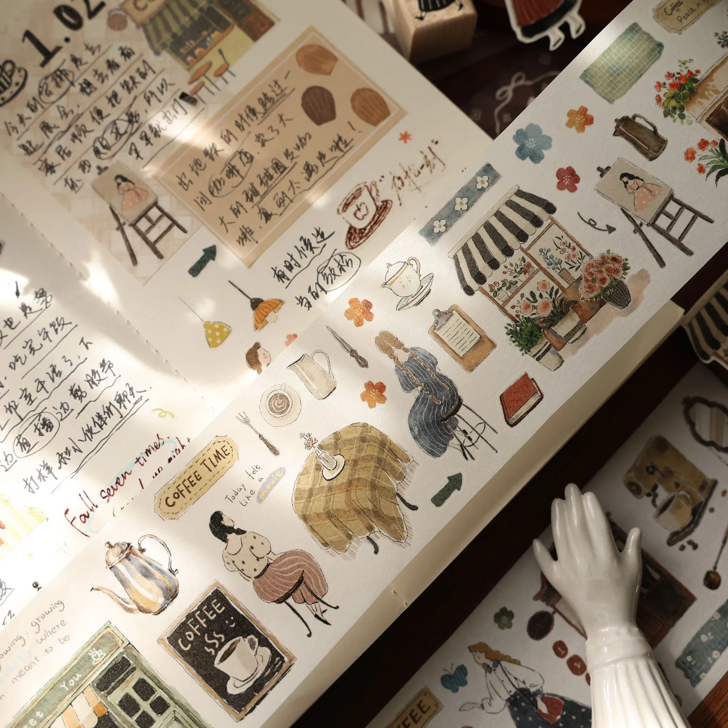 YIER Studio coffee shop Theme PET Washi Tape 2.36*196.85 inch