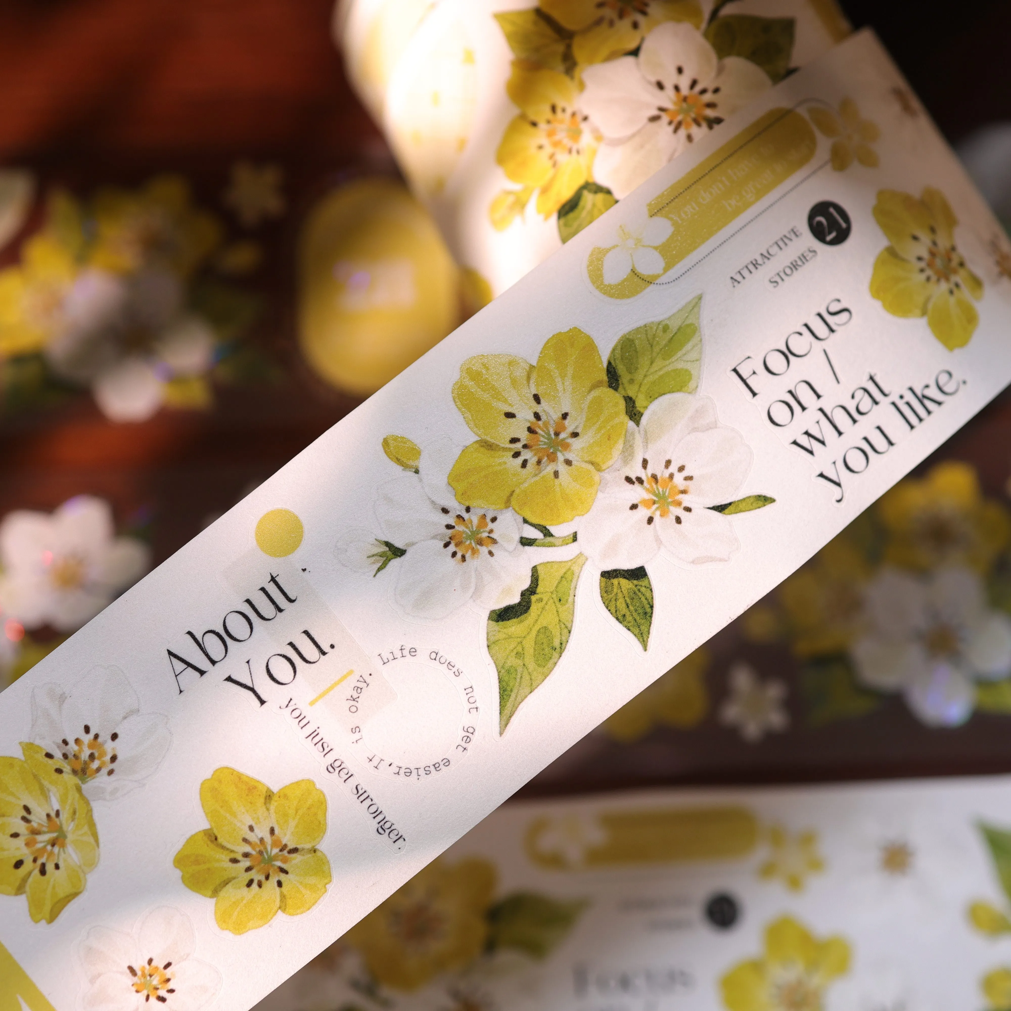 YIER Studio Pre-cut Yellow Pear blossoms PET Tape 2.17*236.22 inch