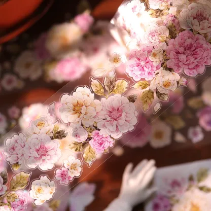 YIER Studio Pre-cut Pink flowers PET Tape 2.17*196.85 inch