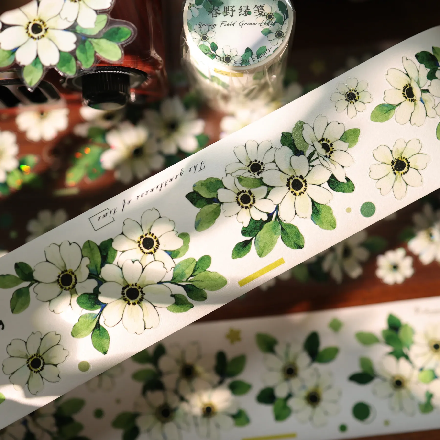 YIER Studio Pre-cut Green flowers PET Tape 2.17*196.85 inch
