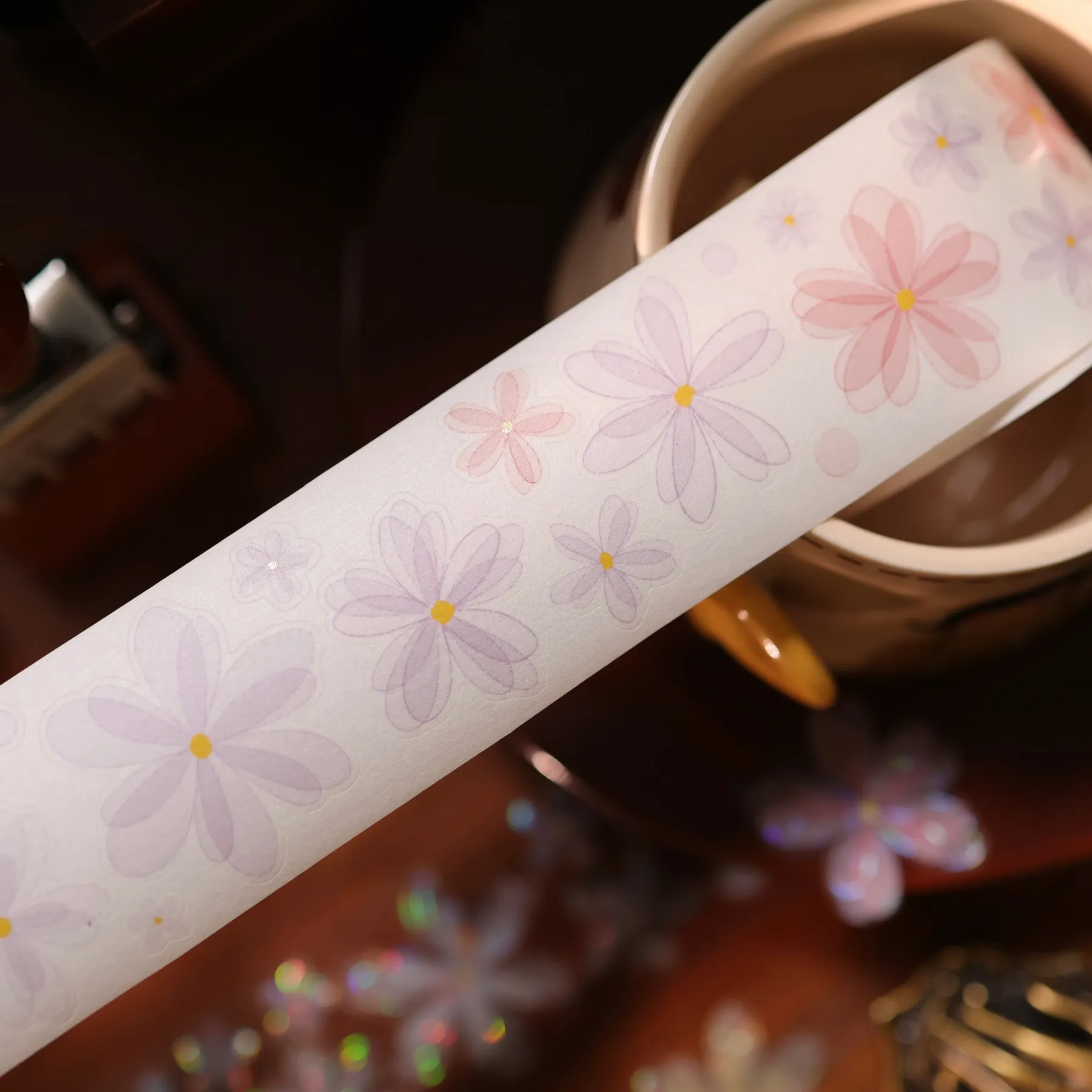 YIER Studio Pre-cut Small flowers PET Tape 2.17*196.85 inch