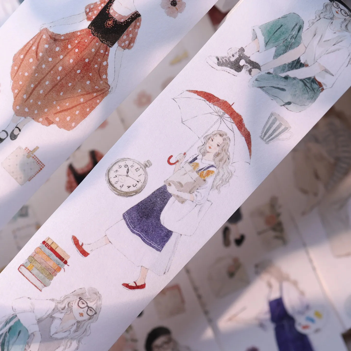 YIER Studio Pre-cut Travel Girl PET Tape 2.17*196.85 inch