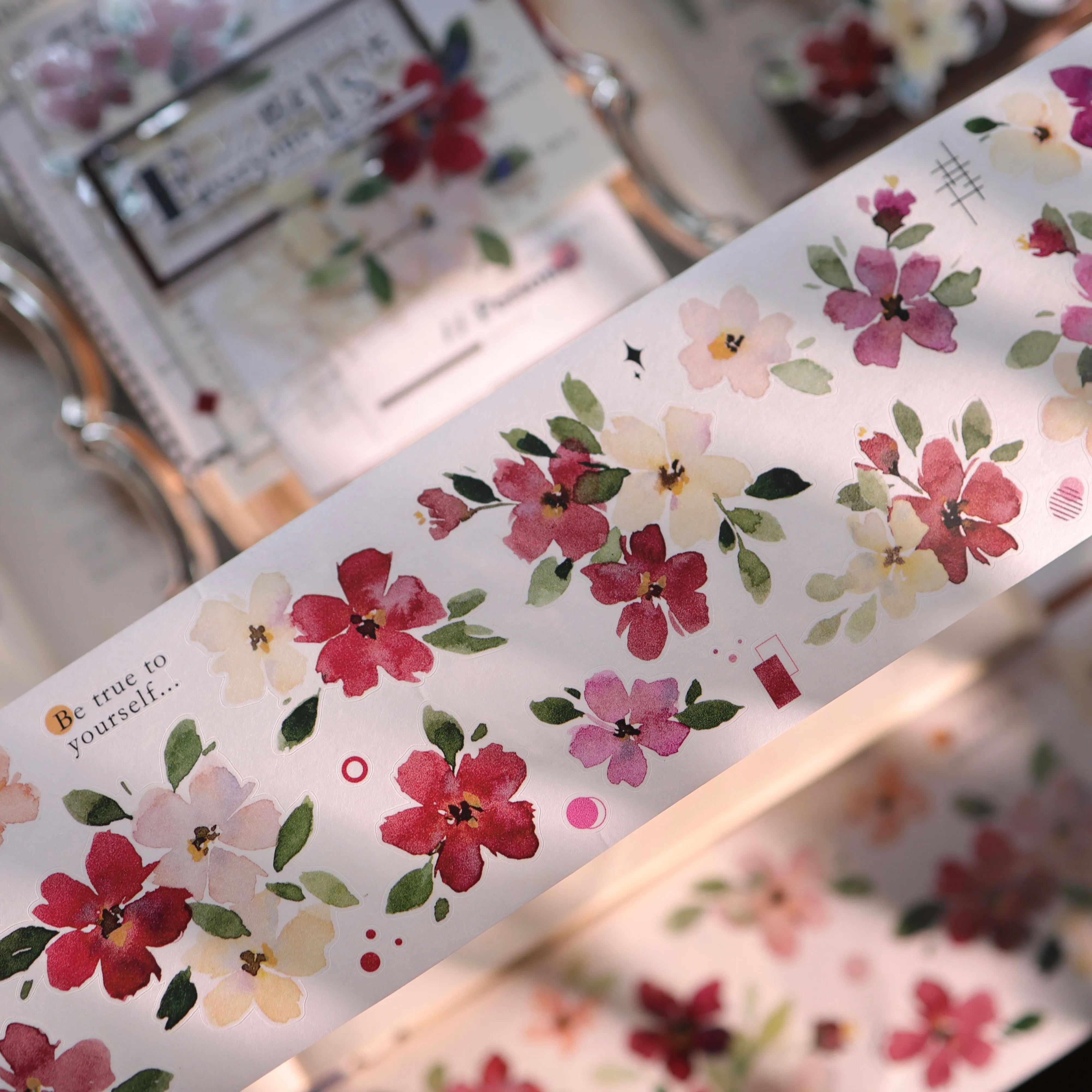YIER Studio Pre-cut Red flowers PET Tape 2.36×118.11 inch