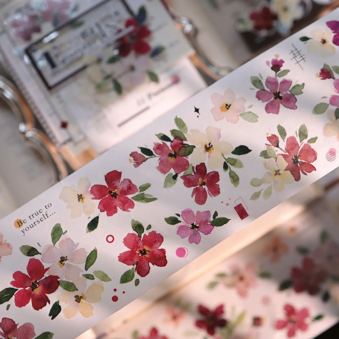 YIER Studio Pre-cut Red flowers PET Tape 2.36×118.11 inch