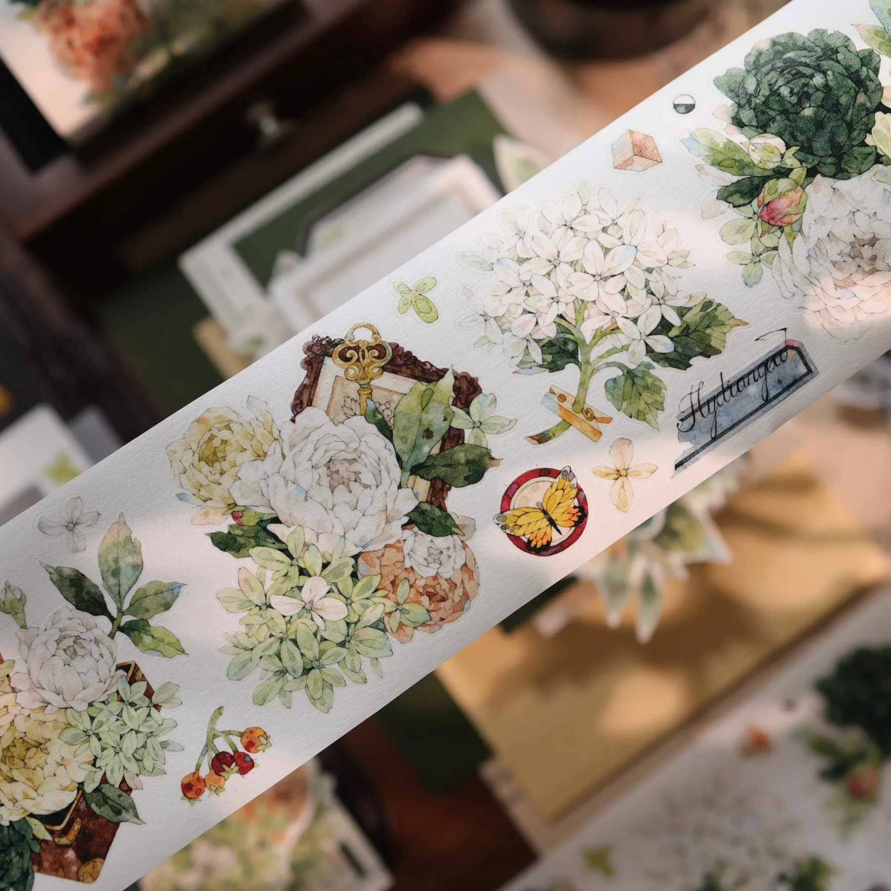 YIER Studio Pre-cut Green flowers PET Tape 2.17×118.11 inch